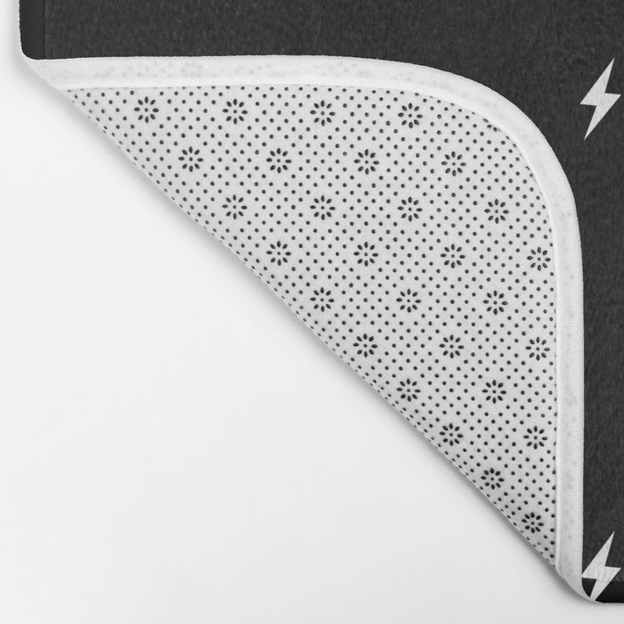Black and White Lightning Bolt pattern Bath Mat Gallery Image 2