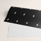 Black and White Lightning Bolt pattern Wrapping Paper Gallery Image 2