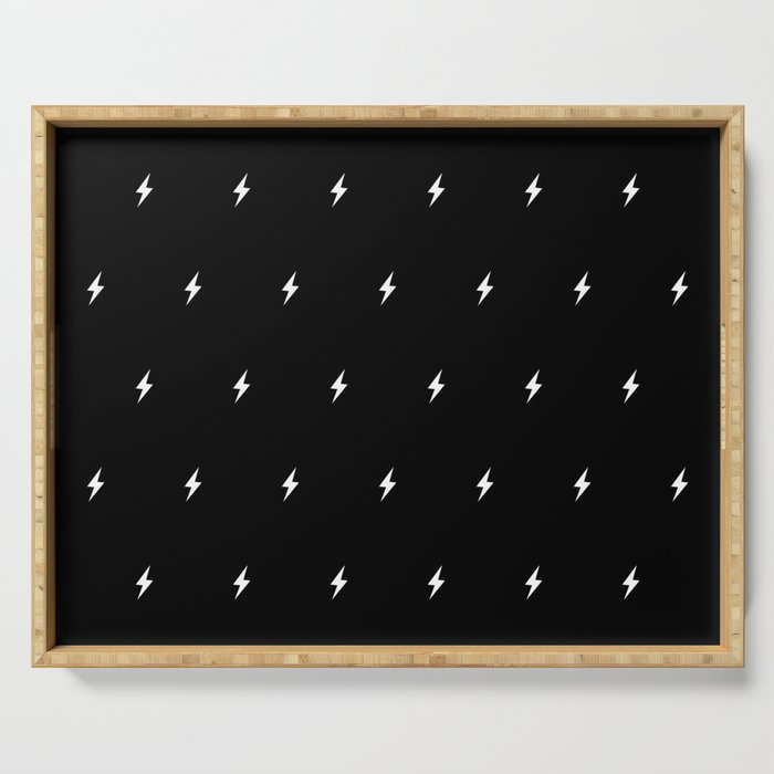 Black and White Lightning Bolt pattern Serving Tray Gallery Image 1