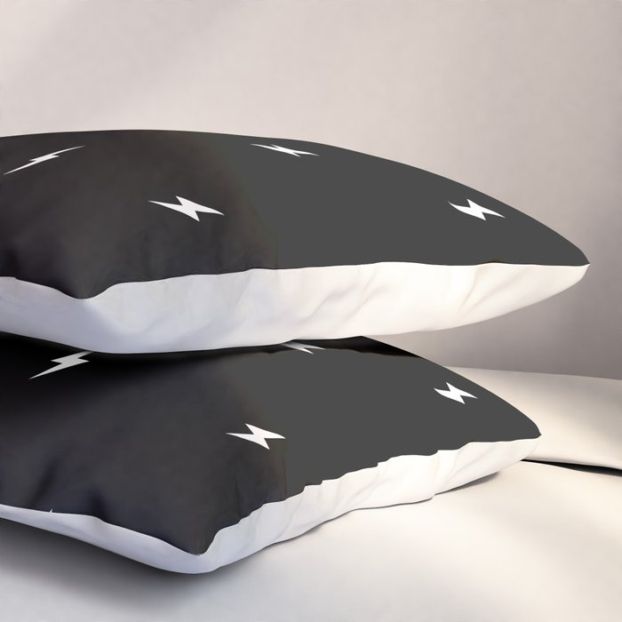 Black and White Lightning Bolt pattern Pillow Sham Gallery Image 3
