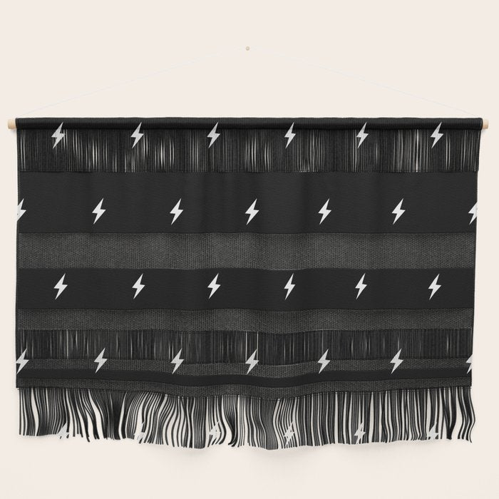 Black and White Lightning Bolt pattern Wall Hanging Gallery Image 1