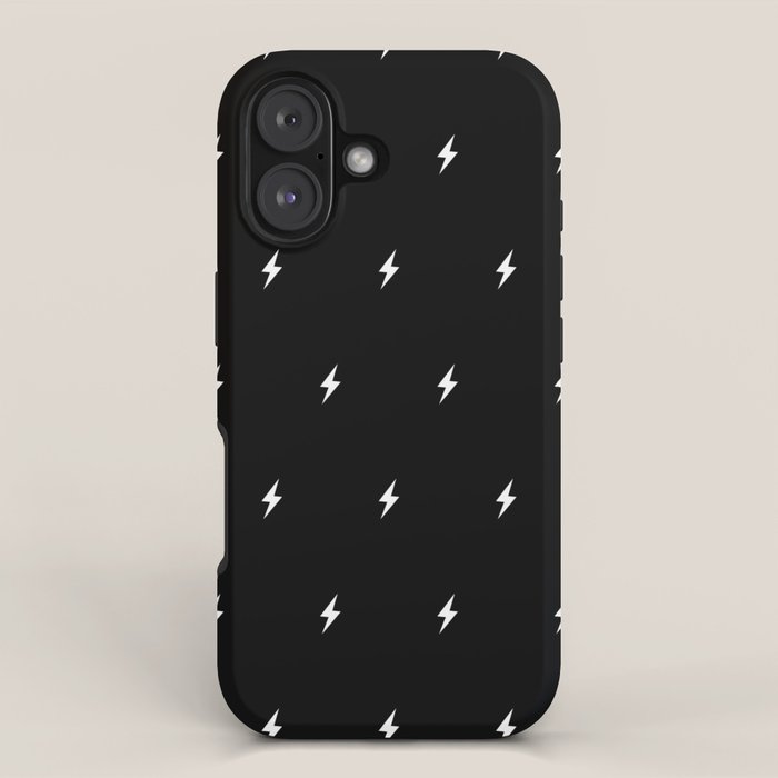 Black and White Lightning Bolt pattern iPhone Case Gallery Image 1