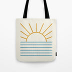 Sunset Lines - Gold Blue Tote Bag Gallery Image 1