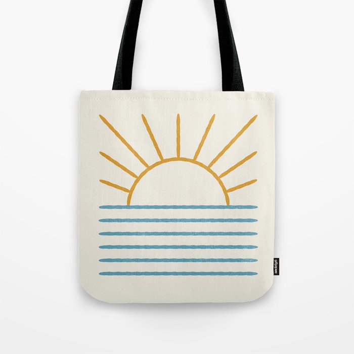 Sunset Lines - Gold Blue Tote Bag Gallery Image 1