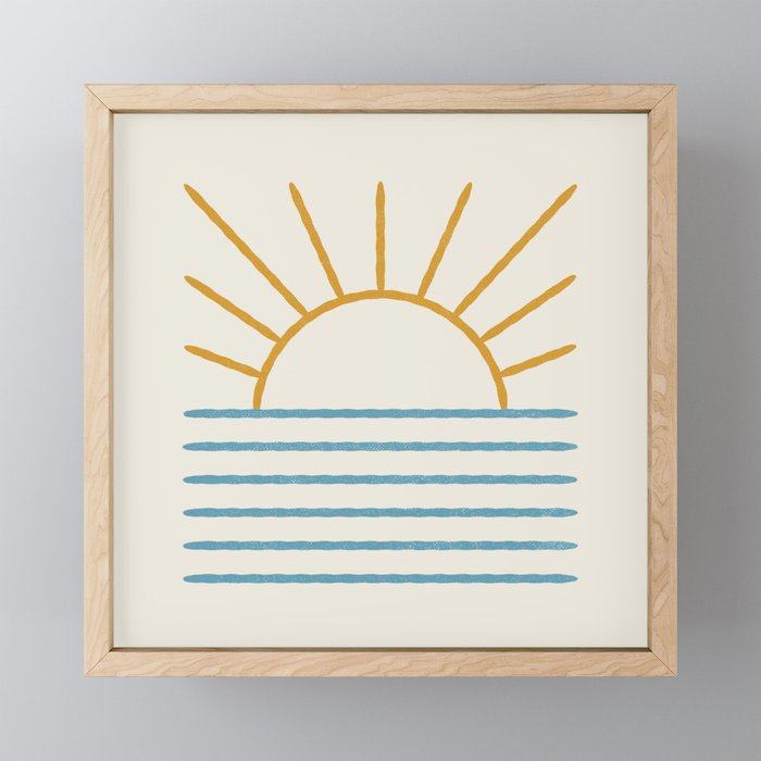 Sunset Lines - Gold Blue Mini Art Print Gallery Image 1