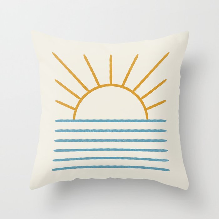 Sunset Lines - Gold Blue Throw Pillow Gallery Image 6
