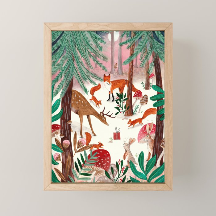 Whimsical woodland enchanted forest animals Mini Art Print Gallery Image 1