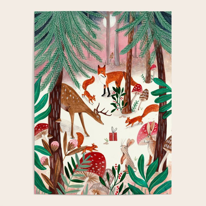 Whimsical woodland enchanted forest animals Poster Gallery Image 1