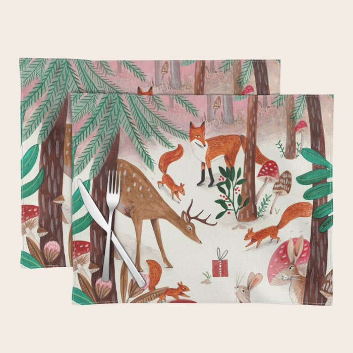 Whimsical woodland enchanted forest animals Placemat Gallery Image 1