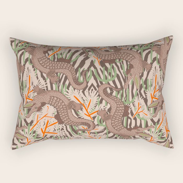 BAZAAR MOCHA GATOR Inspired by PANTONE 17 1230 Mocha Mousse Rectangular Pillow Gallery Image 2