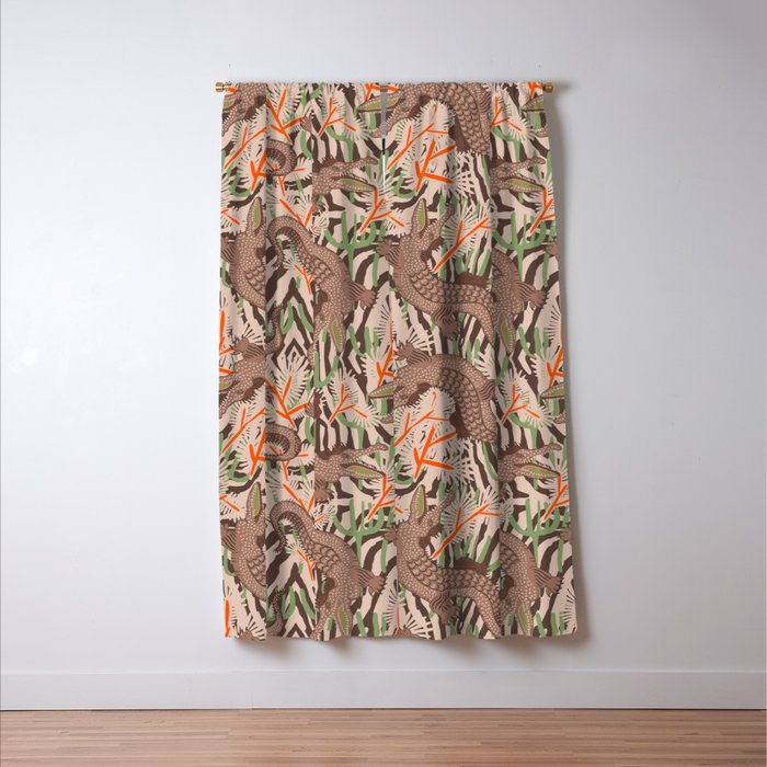 BAZAAR MOCHA GATOR Inspired by PANTONE 17 1230 Mocha Mousse Window Curtain Gallery Image 3