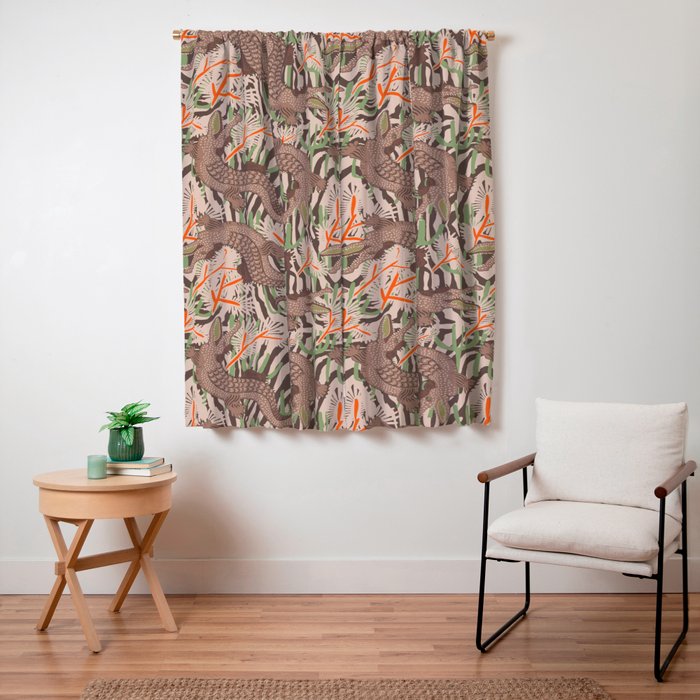 BAZAAR MOCHA GATOR Inspired by PANTONE 17 1230 Mocha Mousse Window Curtain Gallery Image 3