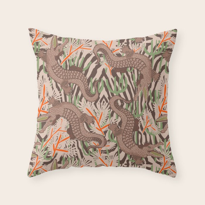 BAZAAR MOCHA GATOR Inspired by PANTONE 17 1230 Mocha Mousse Throw Pillow Gallery Image 6
