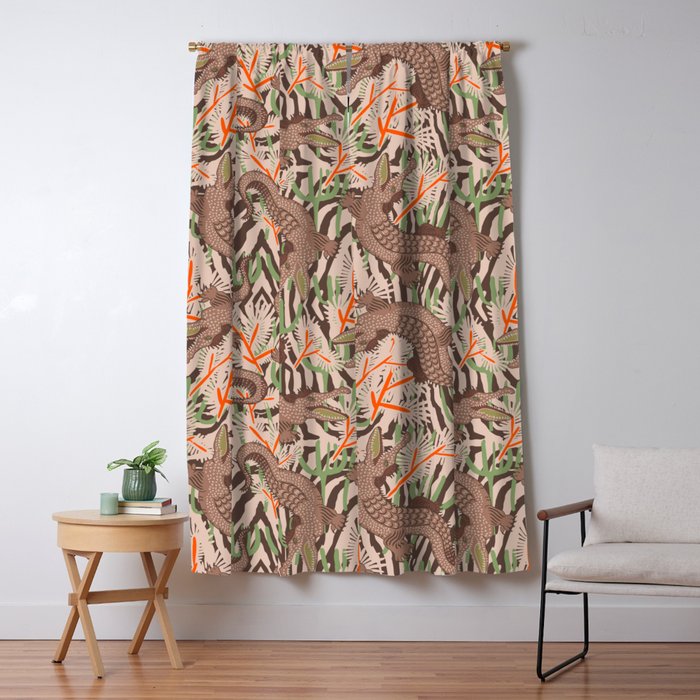 BAZAAR MOCHA GATOR Inspired by PANTONE 17 1230 Mocha Mousse Window Curtain Gallery Image 5