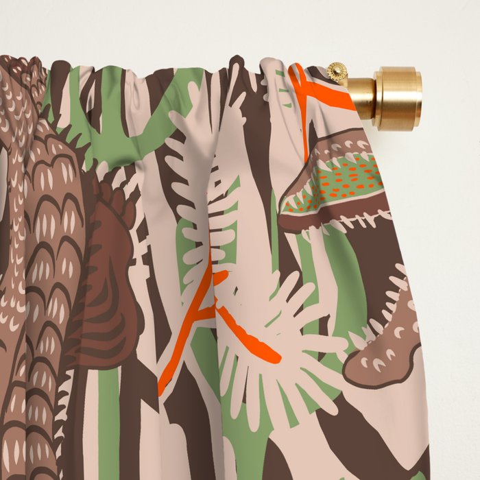 BAZAAR MOCHA GATOR Inspired by PANTONE 17 1230 Mocha Mousse Window Curtain Gallery Image 2