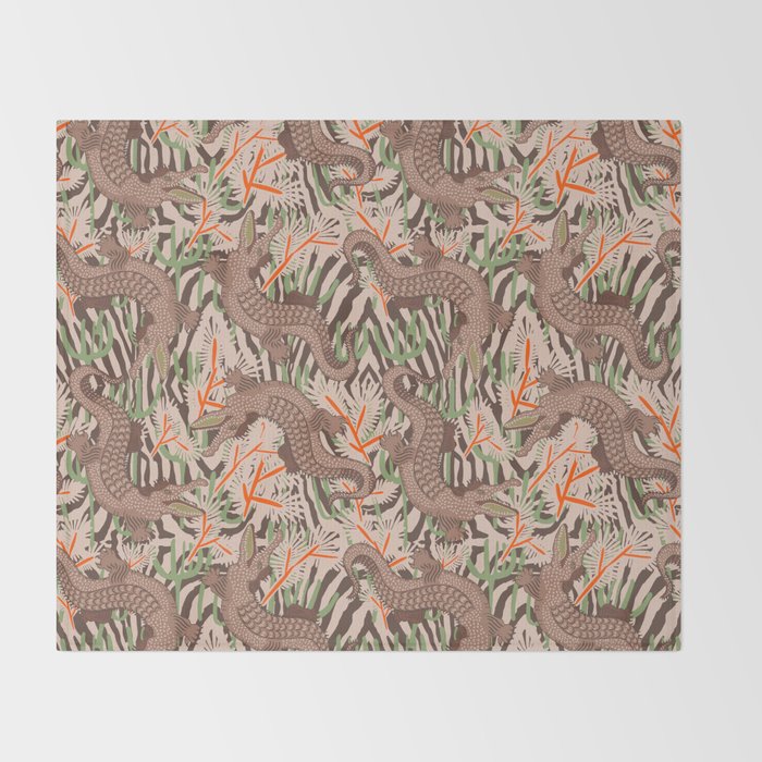 BAZAAR MOCHA GATOR Inspired by PANTONE 17 1230 Mocha Mousse Throw Blanket Gallery Image 2