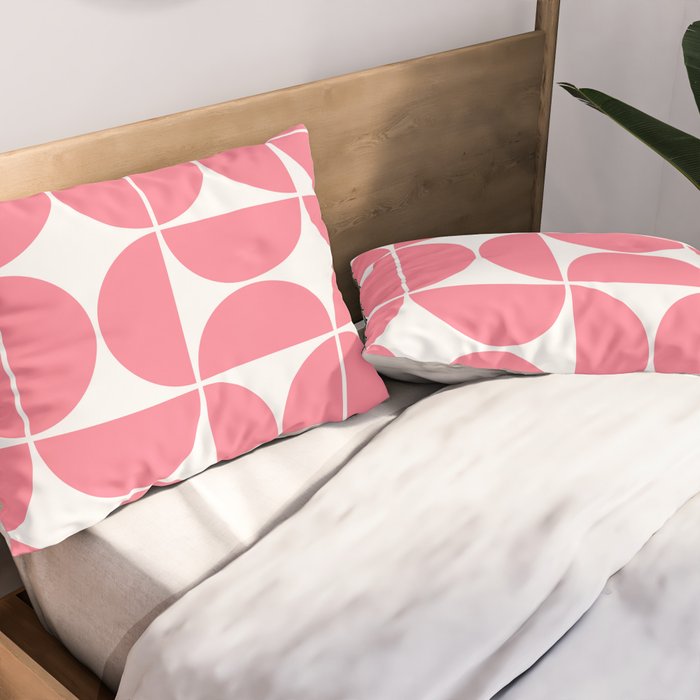 Mid Century Modern Geometric 04 Pink Pillow Sham Gallery Image 2