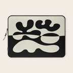 Mid Century Modern Organic Abstraction 235 Black and Ivory White Laptop Sleeve Gallery Image 1
