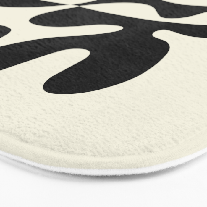 Mid Century Modern Organic Abstraction 235 Black and Ivory White Bath Mat Gallery Image 3