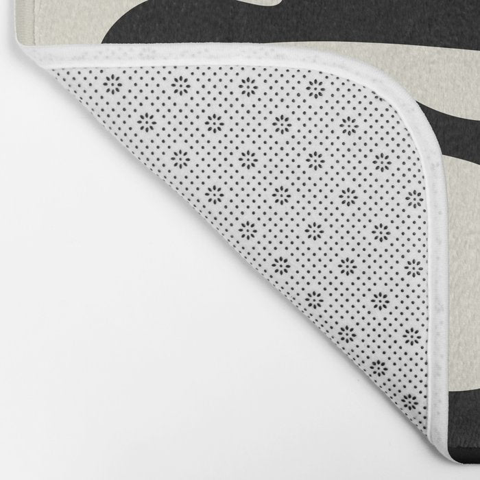 Mid Century Modern Organic Abstraction 235 Black and Ivory White Bath Mat Gallery Image 2