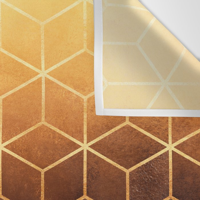 Golden Gradient Cubes Wall Tapestry Gallery Image 3