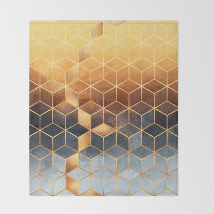 Golden Gradient Cubes Throw Blanket Gallery Image 2