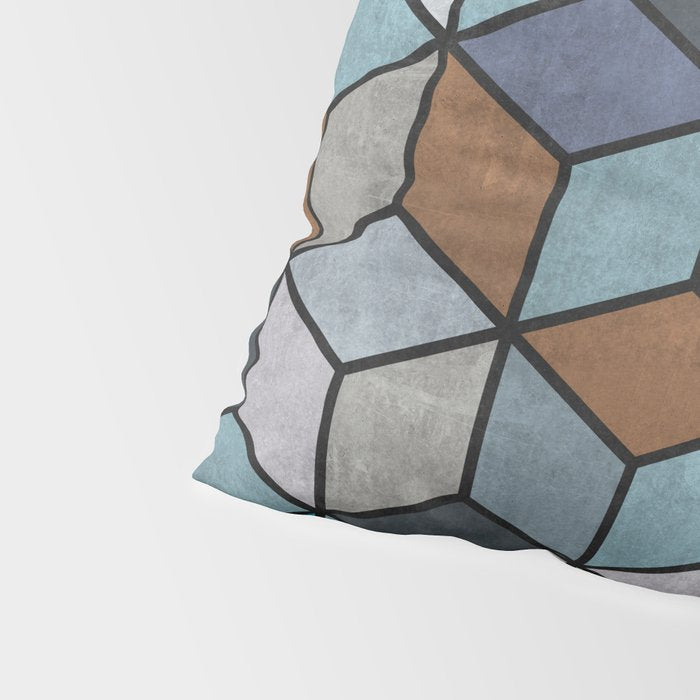 Colorful Concrete Cubes - Blue, Grey, Brown Pillow Sham Gallery Image 4