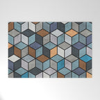 Colorful Concrete Cubes - Blue, Grey, Brown Welcome Mat Gallery Image 1