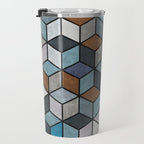 Colorful Concrete Cubes - Blue, Grey, Brown Travel Mug Gallery Image 3