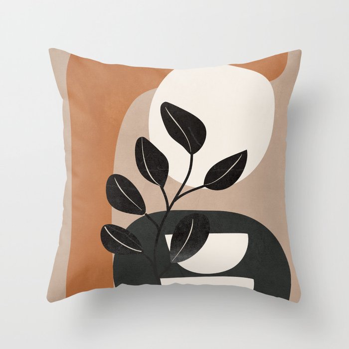 Modern Abstract Minimal Shapes Branches Art 9 Throw Pillow Gallery Image 1