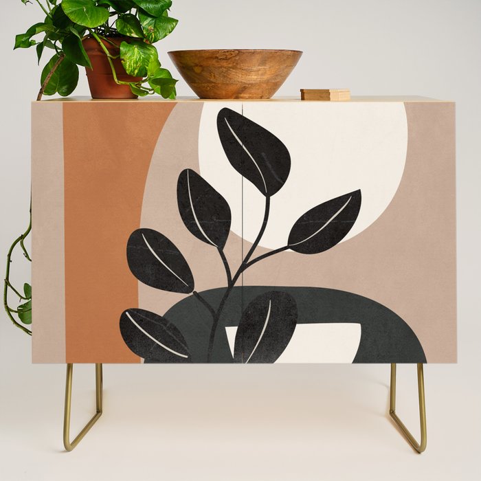 Modern Abstract Minimal Shapes Branches Art 9 Credenza Gallery Image 1