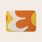 Happy Flower Retro 60s 70s Vibe Orange Yellow Cream Bath Mat Gallery Image 1