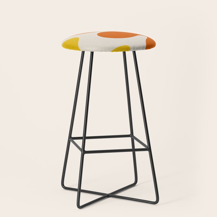 Happy Flower Retro 60s 70s Vibe Orange Yellow Cream Stool Gallery Image 1
