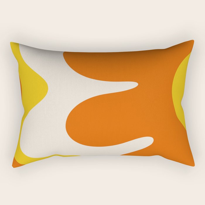 Happy Flower Retro 60s 70s Vibe Orange Yellow Cream Rectangular Pillow Gallery Image 2