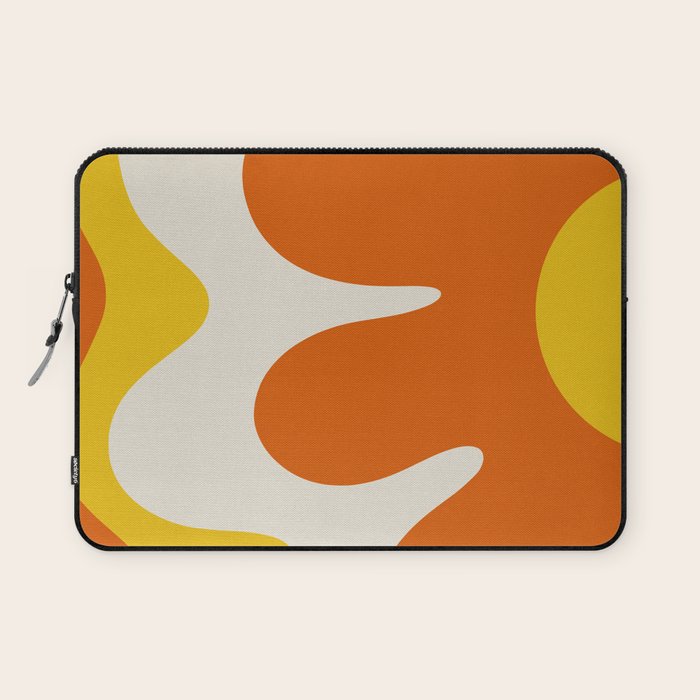 Happy Flower Retro 60s 70s Vibe Orange Yellow Cream Laptop Sleeve Gallery Image 1
