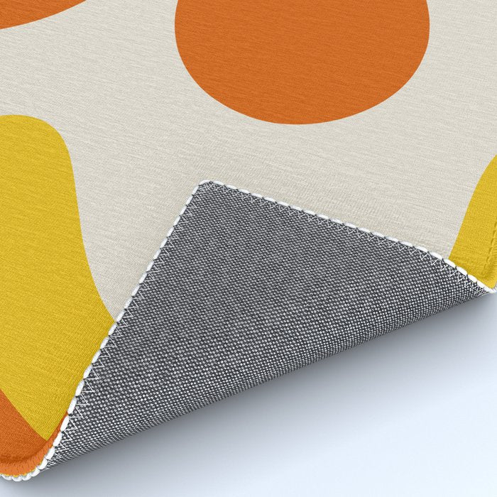 Happy Flower Retro 60s 70s Vibe Orange Yellow Cream Rug Gallery Image 4