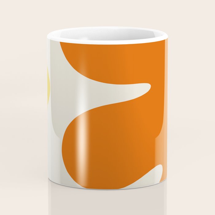 Happy Flower Retro 60s 70s Vibe Orange Yellow Cream Coffee Mug Gallery Image 4