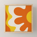 Happy Flower Retro 60s 70s Vibe Orange Yellow Cream Mini Art Print Gallery Image 1