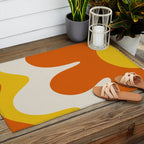 Happy Flower Retro 60s 70s Vibe Orange Yellow Cream Outdoor Rug Gallery Image 2