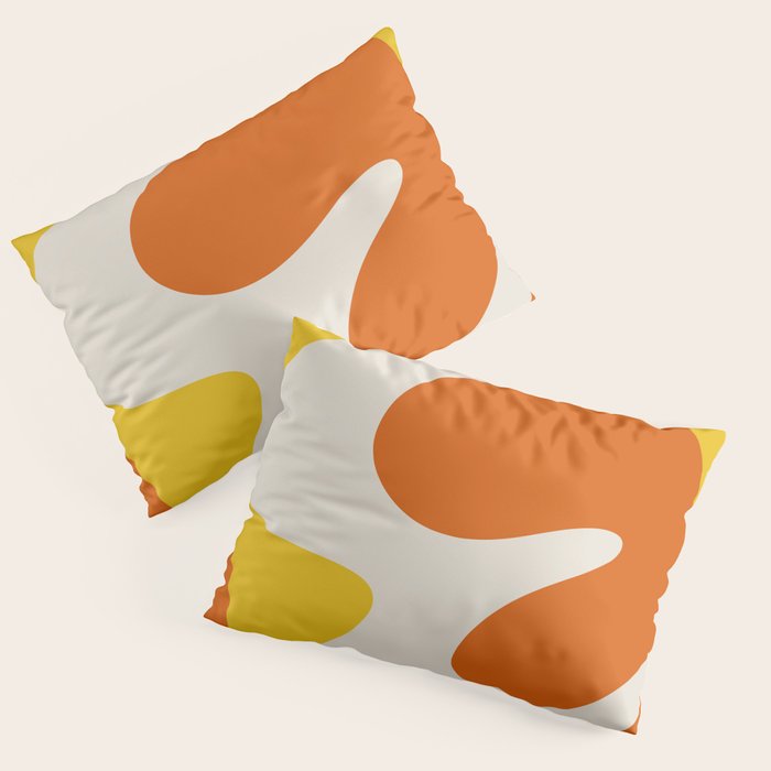 Happy Flower Retro 60s 70s Vibe Orange Yellow Cream Pillow Sham Gallery Image 3