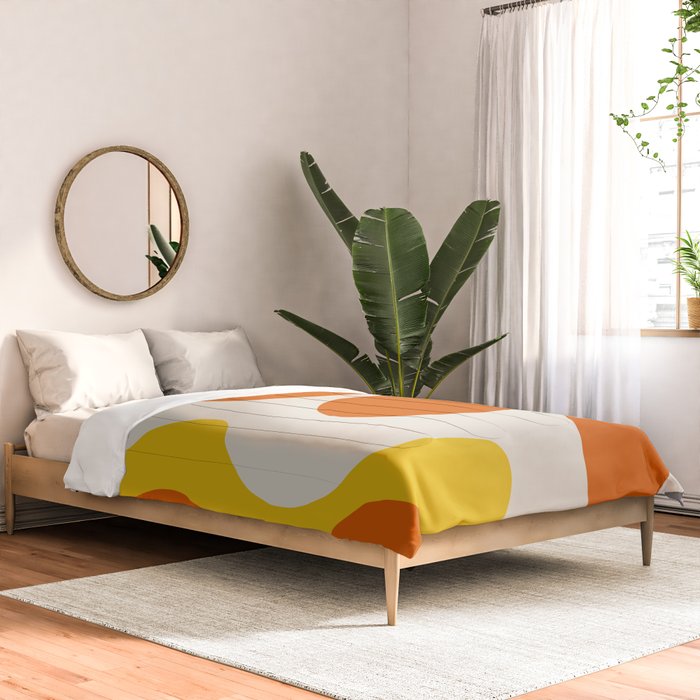 Happy Flower Retro 60s 70s Vibe Orange Yellow Cream Comforter Gallery Image 2