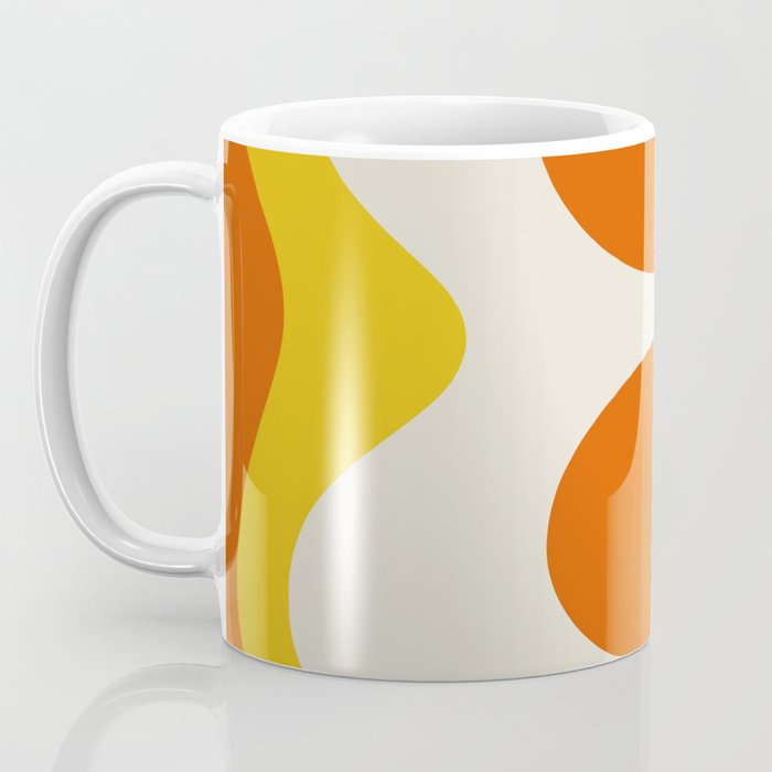 Happy Flower Retro 60s 70s Vibe Orange Yellow Cream Coffee Mug Gallery Image 3