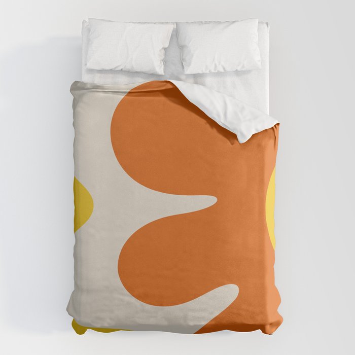 Happy Flower Retro 60s 70s Vibe Orange Yellow Cream Duvet Cover Gallery Image 6