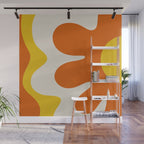 Happy Flower Retro 60s 70s Vibe Orange Yellow Cream Wall Mural Gallery Image 1