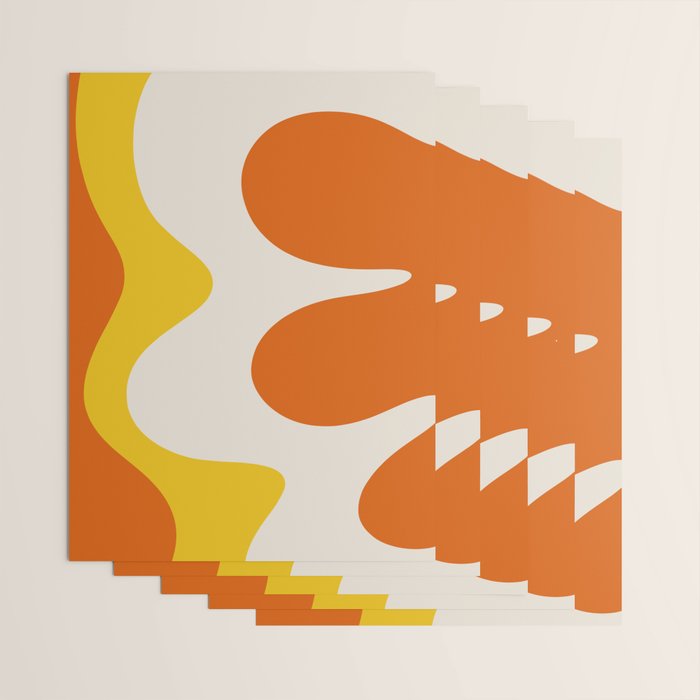 Happy Flower Retro 60s 70s Vibe Orange Yellow Cream Wrapping Paper Gallery Image 3