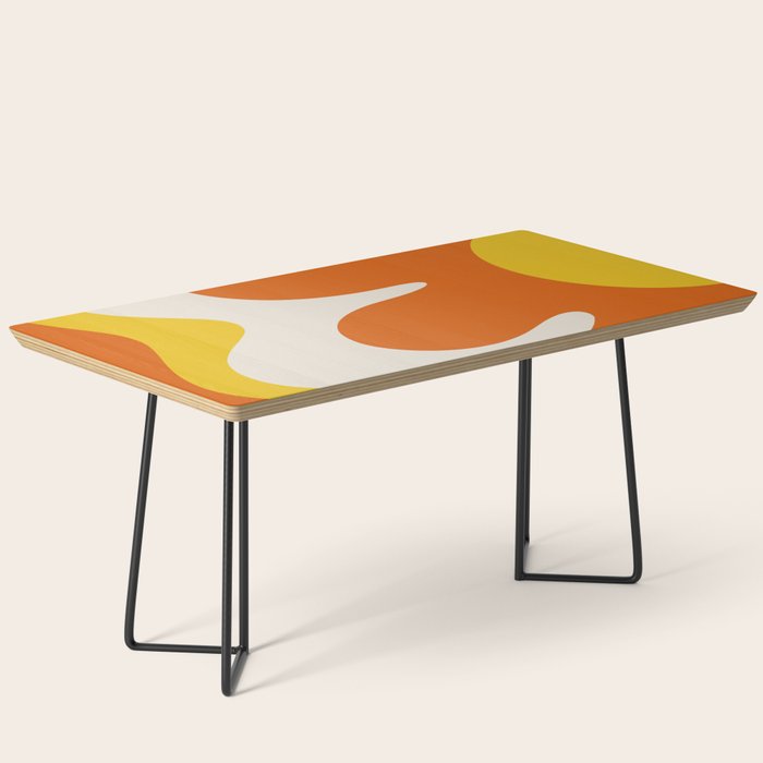 Happy Flower Retro 60s 70s Vibe Orange Yellow Cream Coffee Table Gallery Image 1