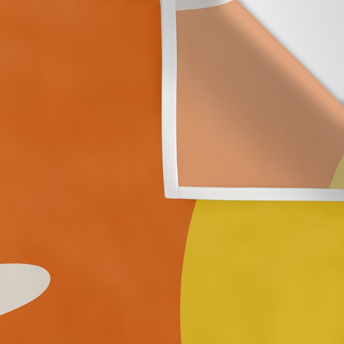 Happy Flower Retro 60s 70s Vibe Orange Yellow Cream Wall Tapestry Gallery Image 3