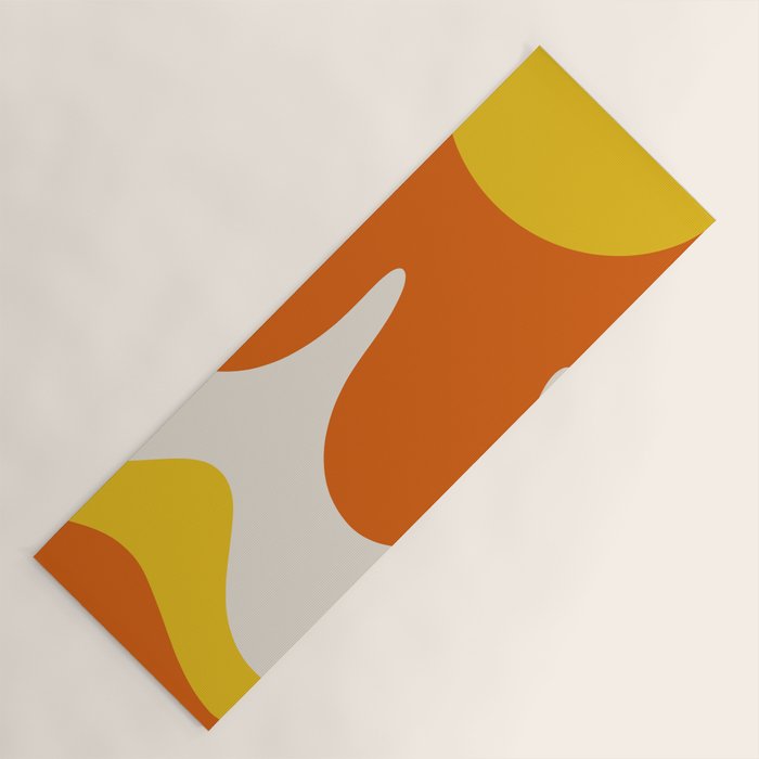 Happy Flower Retro 60s 70s Vibe Orange Yellow Cream Yoga Mat Gallery Image 1
