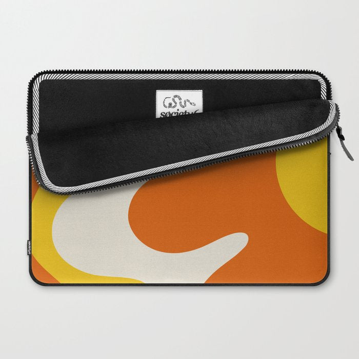 Happy Flower Retro 60s 70s Vibe Orange Yellow Cream Laptop Sleeve Gallery Image 2