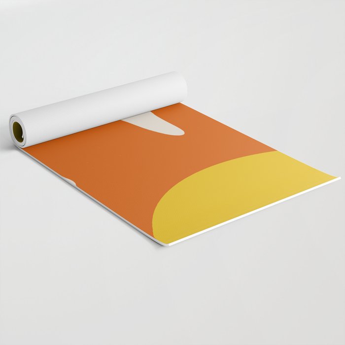 Happy Flower Retro 60s 70s Vibe Orange Yellow Cream Yoga Mat Gallery Image 2